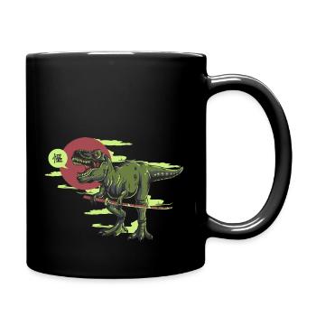 Samurai Rex Dinosaurier - Tasse einfarbig - Schwarz - Rechts