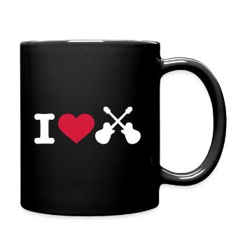 I love Gitarren - Tasse einfarbig - Schwarz - Rechts