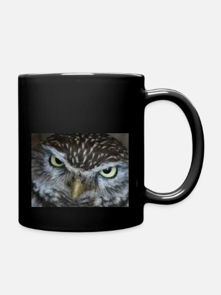 Gesicht einer Eule - Tasse einfarbig - Schwarz