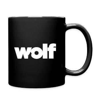 Wolf Logo original weißen Wolf - Tasse einfarbig - Schwarz - Rechts