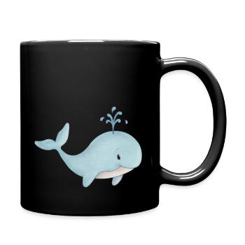 niedlicher Wal - Tasse einfarbig - Schwarz - Rechts