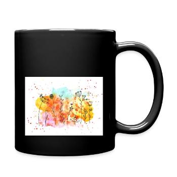 Blumen-Wiese Maske | Wasserfarben Frühling Sommer - Tasse einfarbig - Schwarz - Rechts