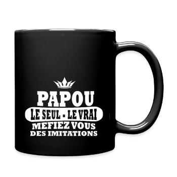 papou le seul le vrai - cadeau humour papy - Mug uni - noir - Droite