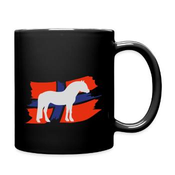 Cheval Fjord avec drapeau lumineux - Mug uni - noir - Droite