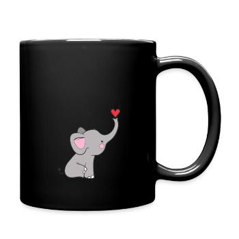 Elephant in color - heart - Full Colour Mug - black - Right