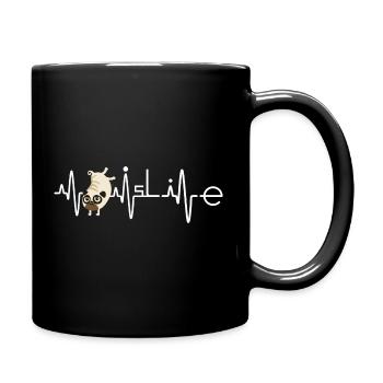 pug is life pulse funny Pug Dog Heartbeat - Tasse einfarbig - Schwarz - Rechts