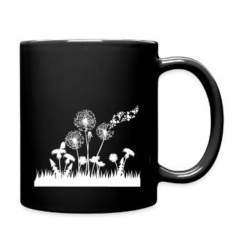 Schmetterlingdesign Pusteblumen Wiese Herzen - Tasse einfarbig - Schwarz - Rechts