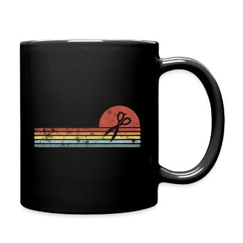 Retro Schere Friseur Friseure Friseuse Barbier - Tasse einfarbig - Schwarz - Rechts