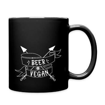 Beer is Vegan (Bier ist Vegan) - Tasse einfarbig - Schwarz - Rechts
