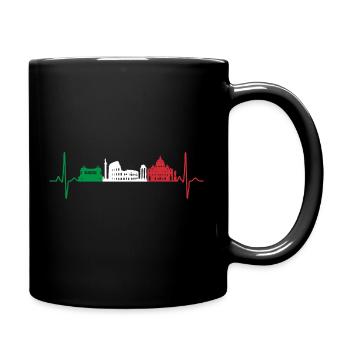 Rom Skyline Italien Italiener Herzschlag - Tasse einfarbig - Schwarz - Rechts