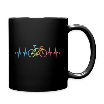 Herzschlag Rennrad Fahrrad Heartbeat Puls - Tasse einfarbig - Schwarz - Rechts