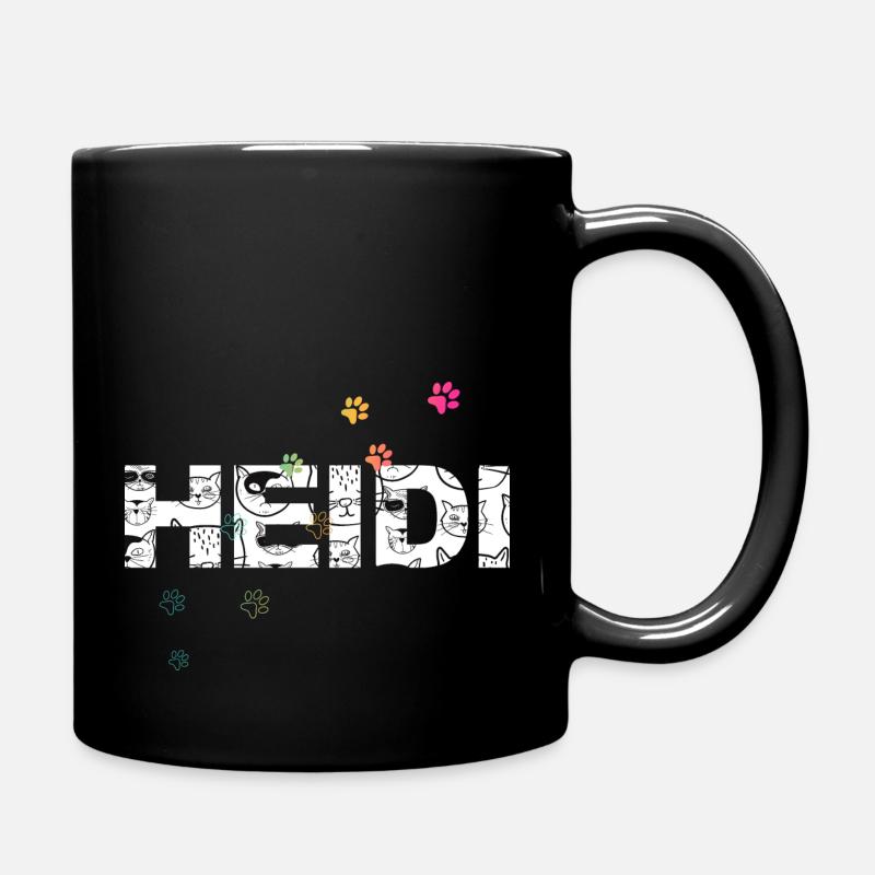 Heidi - Joli nom avec des chats et des pattes - Mug uni - noir