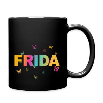 Frid a - Schöner Name mit Schmetterlingen, Mädchen - Tasse einfarbig - Schwarz - Rechts