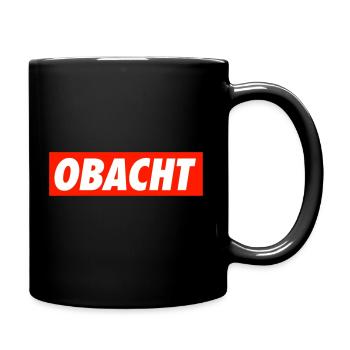 Obacht - Tasse einfarbig - Schwarz - Rechts