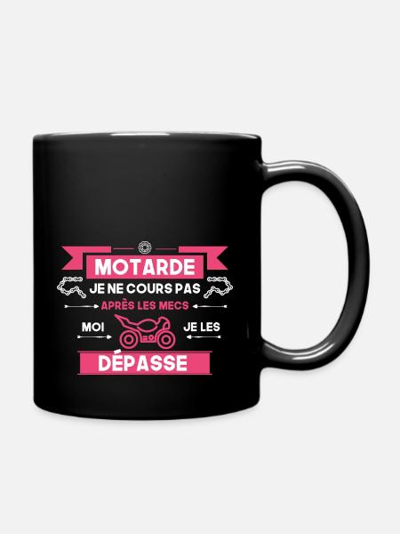 Femme Motarde Je Ne Cours Pas - Je Les Dépasse - Mug uni - noir