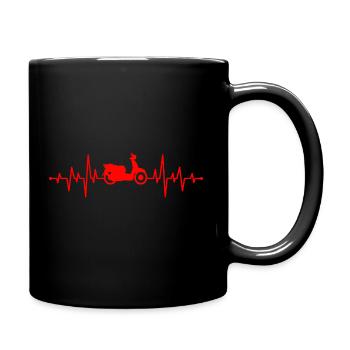 Moped Mofa Herzschlag Roller - Tasse einfarbig - Schwarz - Rechts