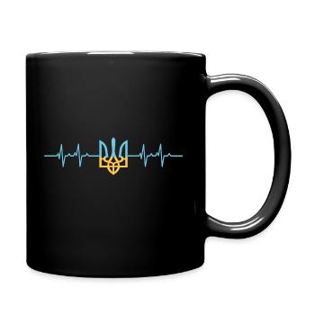 Herzschlag Ukraine Frieden Peace - Tasse einfarbig - Schwarz - Rechts