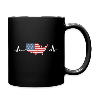 USA Heartbeat Flag Amérique - Mug uni - noir - Droite