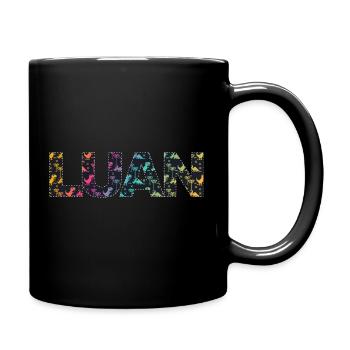 LUAN - Beautiful boy name with cute dinosaurs - Full Colour Mug - black - Right