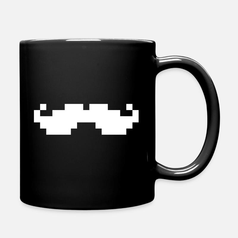 8bit pixel moustache - Tasse einfarbig - Schwarz