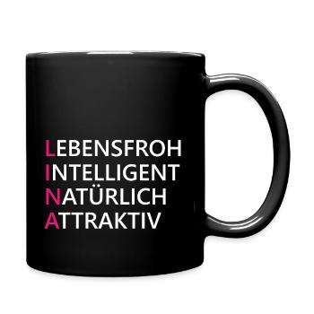 Lina Name Geschenk - Tasse einfarbig - Schwarz - Rechts