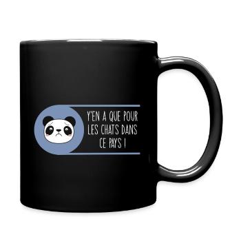 Panda : y’en a que pour les chats dans ce pays - Mug uni - noir - Droite