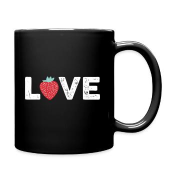 Love Strawberry - Tasse einfarbig - Schwarz - Rechts