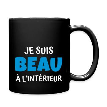je suis beau à l intérieur / humour bogosse - Mug uni - noir - Droite
