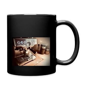 Cooler Hoodie mit Druck und Bauchtasche - Tasse einfarbig - Schwarz - Rechts