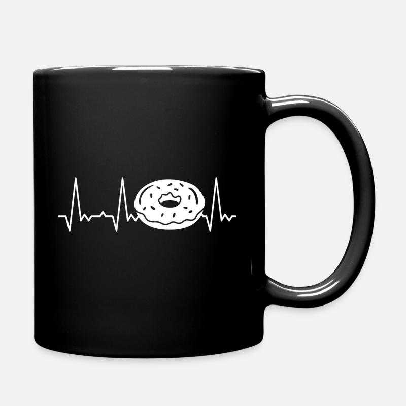 Herzschlag Donut - Tasse einfarbig - Schwarz