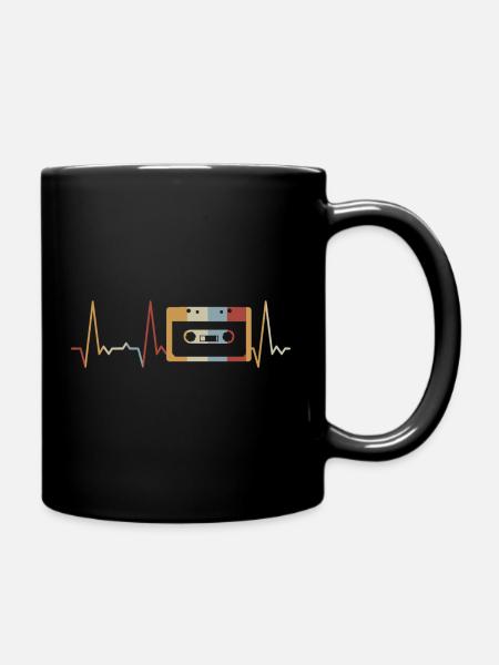 Herzschlag Kassette - Tasse einfarbig - Schwarz