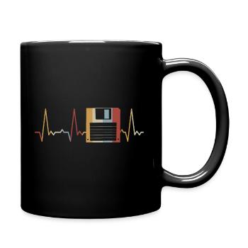 Heartbeat floppy disk - Full Colour Mug - black - Right
