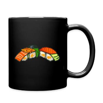 Sushi macht glücklich - Tasse einfarbig - Schwarz - Rechts