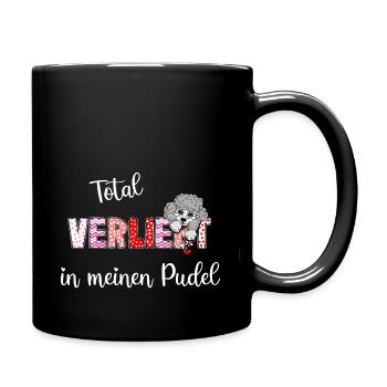 Verliebt in meinen Pudel, süßes Pudelmmotiv - Tasse einfarbig - Schwarz - Rechts
