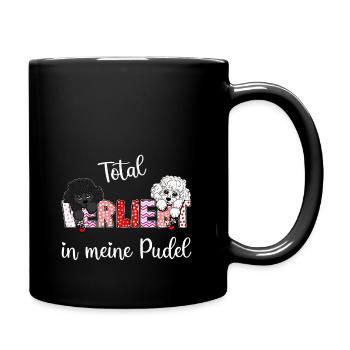 Verliebt in meine Pudel, süßes Pudelmmotiv - Tasse einfarbig - Schwarz - Rechts