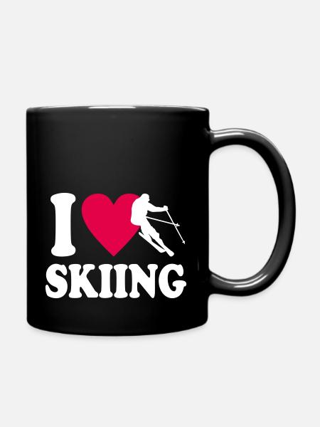 I love Skiing - Tasse einfarbig - Schwarz