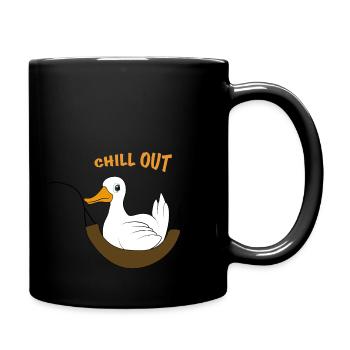 Lustige Ente Spruch chill out - Tasse einfarbig - Schwarz - Rechts