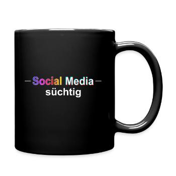 Social Media süchtig - Geschenk Design - Tasse einfarbig - Schwarz - Rechts