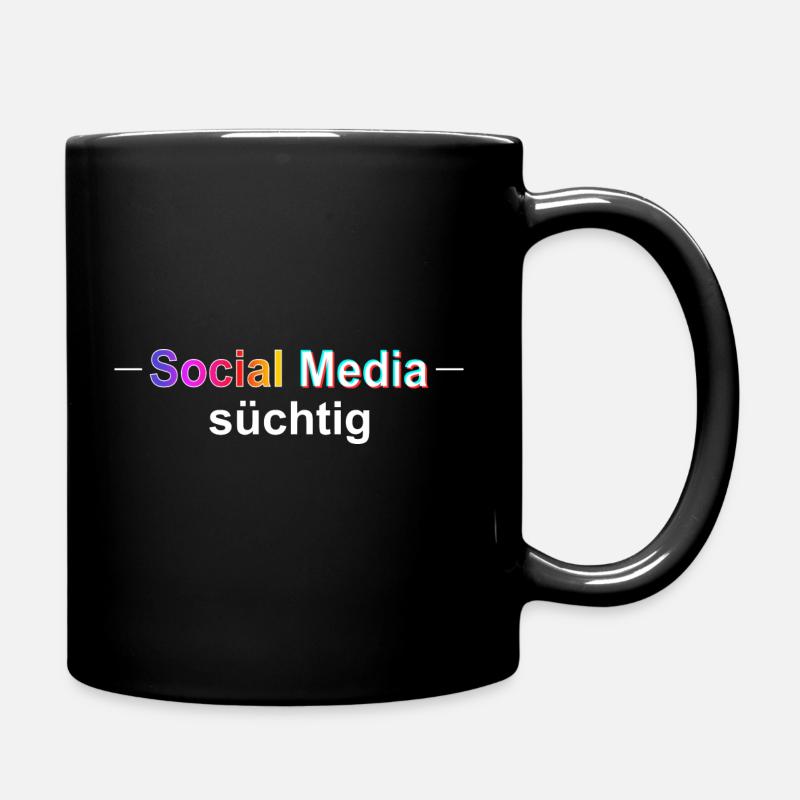 Social Media süchtig - Geschenk Design - Tasse einfarbig - Schwarz