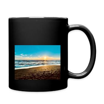 Sonnenuntergang Meer - Tasse einfarbig - Schwarz - Rechts