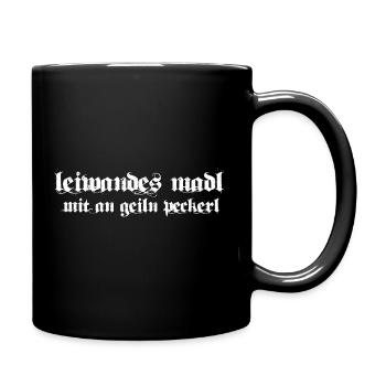 leiwandes Madl geiles Peckerl - Tattoo - Tasse einfarbig - Schwarz - Rechts
