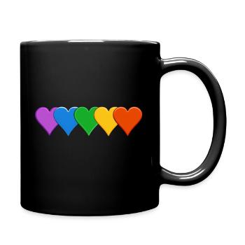Rainbow Hearts Pride - Tasse einfarbig - Schwarz - Rechts
