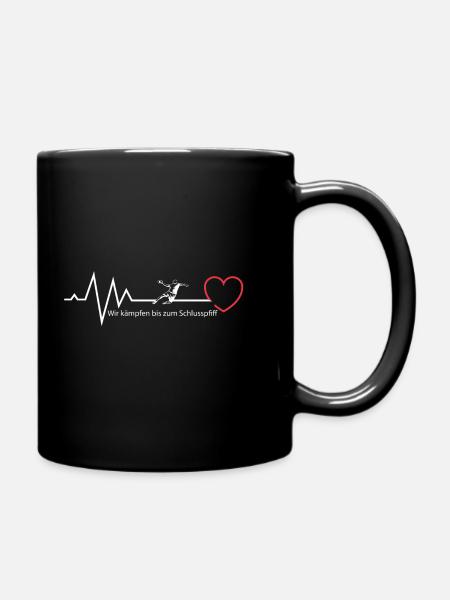 Heartbeat Handball T-Shirt mit Spruch - Tasse einfarbig - Schwarz