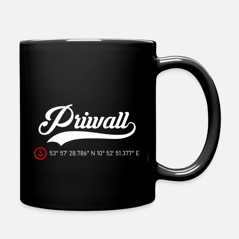 Priwall Koordinaten - Tasse einfarbig - Schwarz
