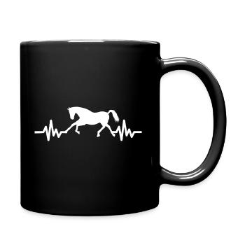 Herzschlag - Pferd Hengst Stute Ross Reitsport - Tasse einfarbig - Schwarz - Rechts