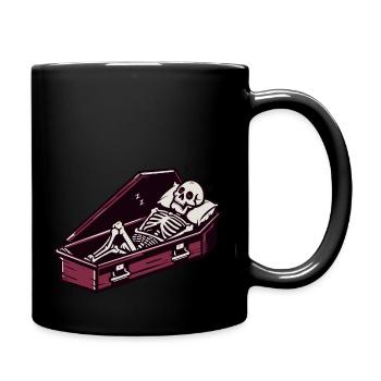 Funny skeleton sleeping in coffin - Full Colour Mug - black - Right
