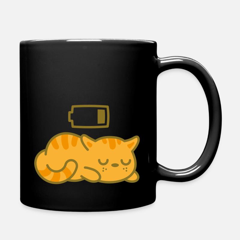 Sleepy Kitty cat, Empty Battery (Color Changeable) - Full Colour Mug - black