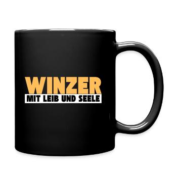 Winzer mit Leib und Seele - Tasse einfarbig - Schwarz - Rechts