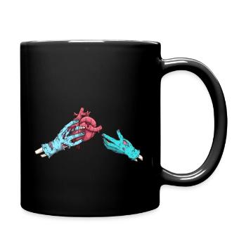 Zombie Hand Giving A Heart - Full Colour Mug - black - Right