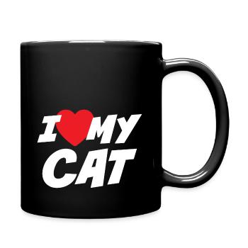 Ich liebe meine Katze - Tasse einfarbig - Schwarz - Rechts